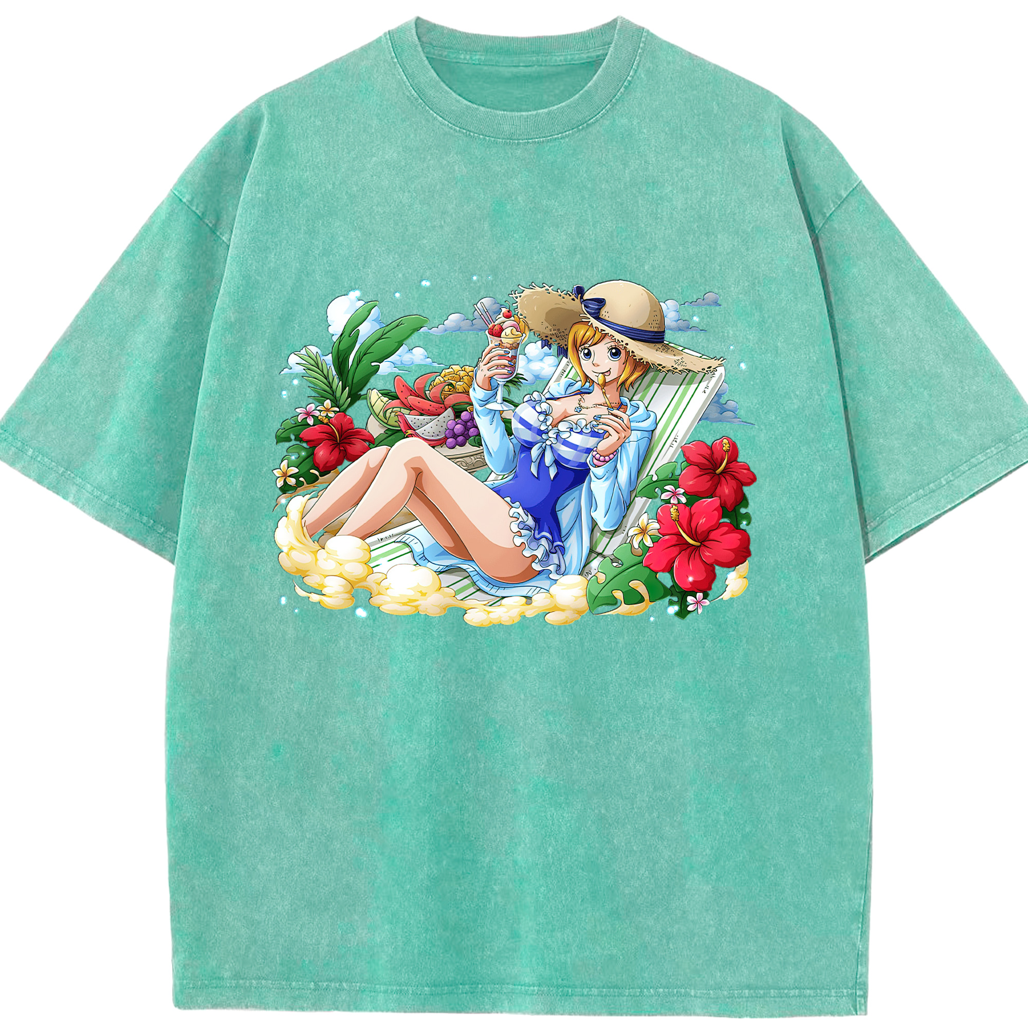 ワンピース ナミ ONE PIECE Nami 綿100% ヴィンテージ風 半袖Tシャツ（フロントプリント）